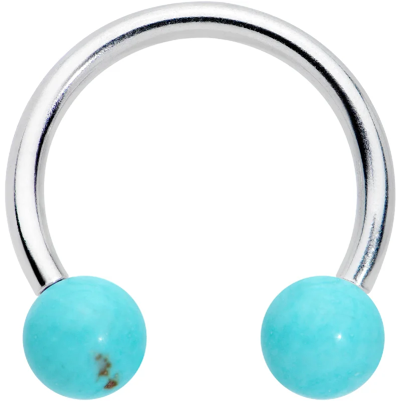Stylish Lip Rings for Modern Women16 Gauge 3/8 Lt Blue Stone Ball End Internally Threaded Horseshoe