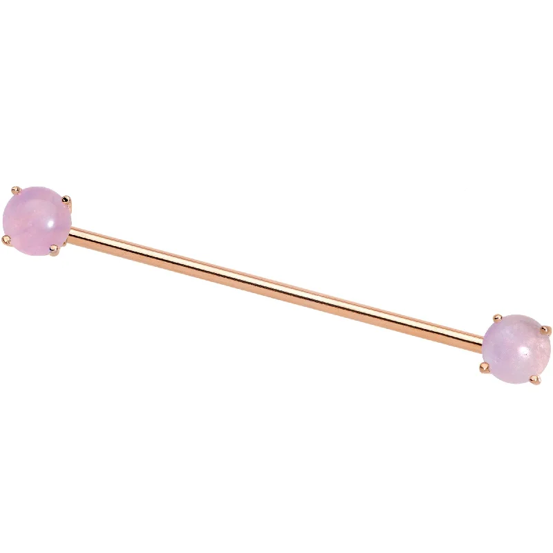 Women's Earrings – Elegant Designs for Every Personality--Pink Amethyst Rose Gold Tone End to End Industrial Barbell 38mm