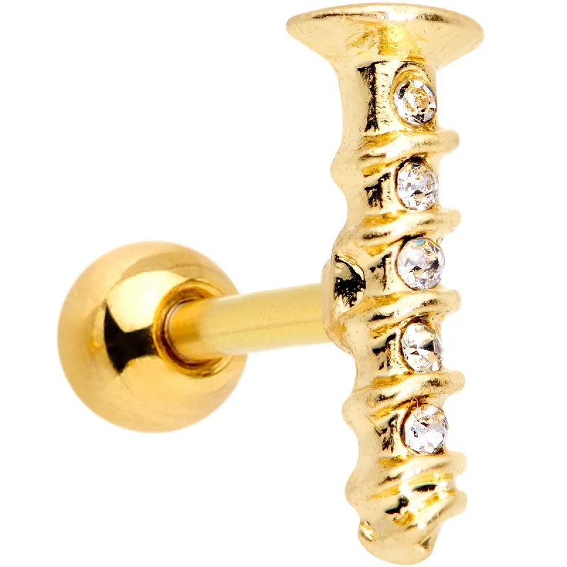 Women's Earrings – Elegant Designs for Every Personality--16 Gauge 1/4 Clear Gem Gold Tone Screw Cartilage Tragus Earring Women's Earrings – Elegant Designs for Every Personality--16 Gauge 1/4 Clear Gem Gold Tone Screw Cartilage Tragus Earring