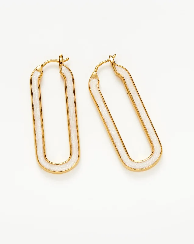 Women's Earrings – Elegant Designs for Every Personality--Enamel Haze Ovate Large Hoop Earrings