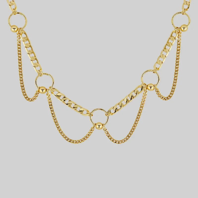 Shop Classic Women's  Necklaces & Pendants with a Modern Twist-CHANGE OF HEART. Pierced Chain Drop Choker - Gold