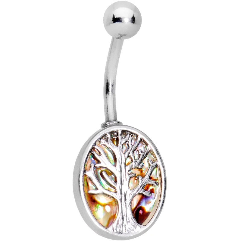 Belly Rings with Silver Finish -Favorite Foliage Fall Tree Belly Ring
