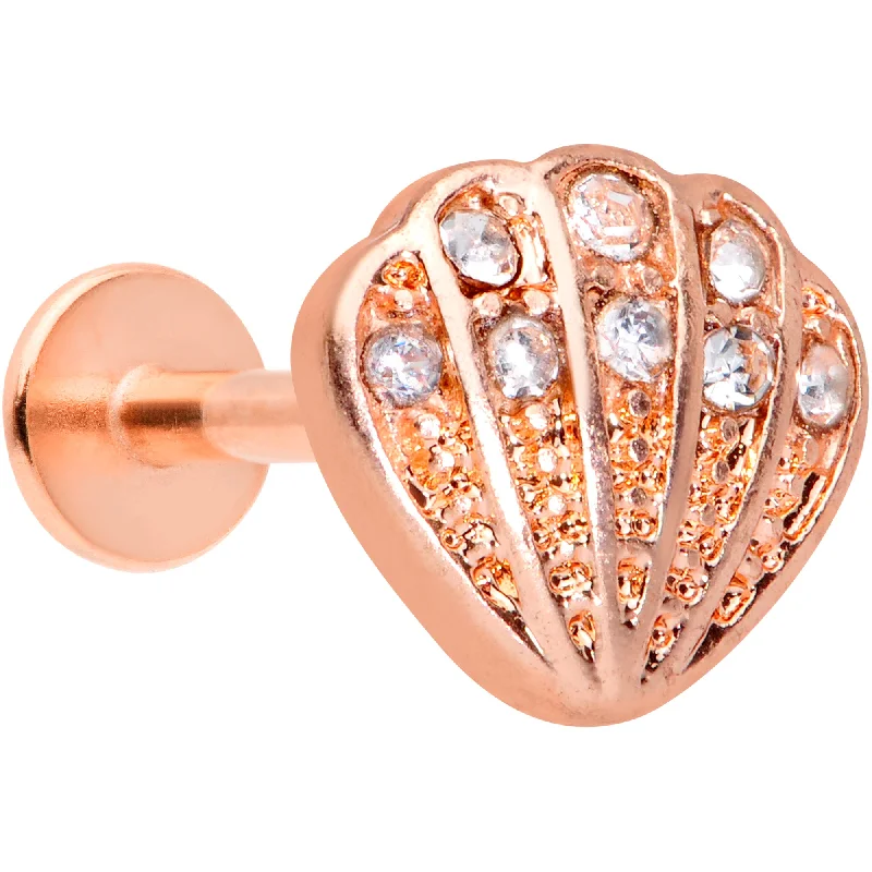 Lip Rings with Colorful Stones for Fun Looks16 Gauge 5/16 Clear Gem Rose Gold Tone Shell Labret Monroe Tragus