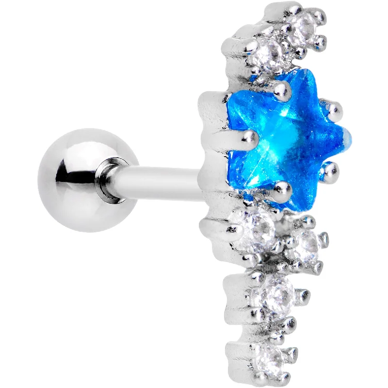 Women's Earrings – Elegant Designs for Every Personality--1/4 Blue CZ Gem Star Trail Cartilage Tragus Earring Women's Earrings – Elegant Designs for Every Personality--1/4 Blue CZ Gem Star Trail Cartilage Tragus Earring