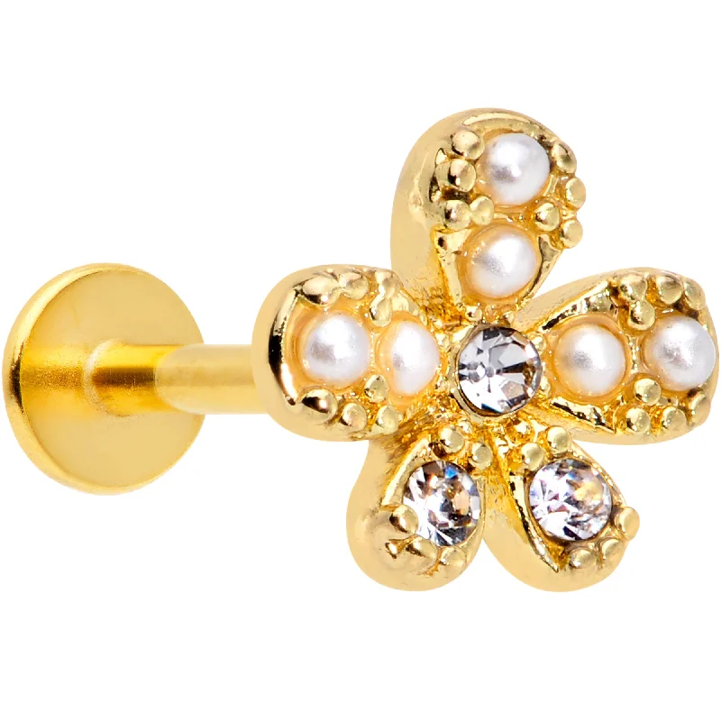 Fashion-Forward Lip Rings for Bold Fashion16 Gauge 5/16 Clear Gem Gold Tone Stylish Splat Labret Monroe Tragus