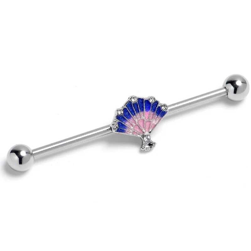 Women's Earrings – Elegant Designs for Every Personality--14 Gauge Mesmerizing Ocean Magic Sea Shells Industrial Barbell 38mm