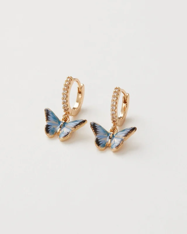 Women's Earrings – Elegant Designs for Every Personality--Enamel Blue Butterfly Huggie Earrings Women's Earrings – Elegant Designs for Every Personality--Enamel Blue Butterfly Huggie Earrings