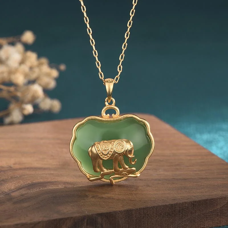 Shop Classic Women's Necklaces & Pendants with a Modern Twist-Buddha Stones Natural Jade Elephant Healing Necklace Pendant Shop Classic Women's Necklaces & Pendants with a Modern Twist-Buddha Stones Natural Jade Elephant Healing Necklace Pendant