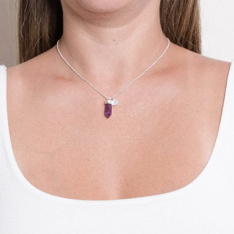 Shop Classic Women's Necklaces & Pendants with a Modern Twist-Delicate Amethyst Crystal Point Necklace Shop Classic Women's Necklaces & Pendants with a Modern Twist-Delicate Amethyst Crystal Point Necklace