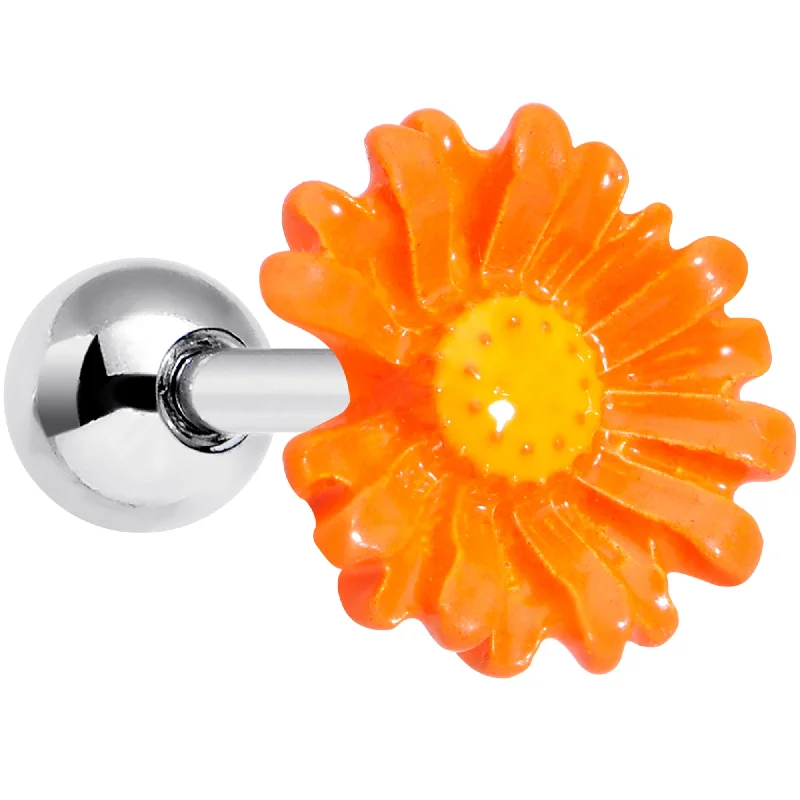 Women's Earrings – Elegant Designs for Every Personality--16 Gauge 1/4 Orange Daisy Flower Cartilage Tragus Earring Women's Earrings – Elegant Designs for Every Personality--16 Gauge 1/4 Orange Daisy Flower Cartilage Tragus Earring