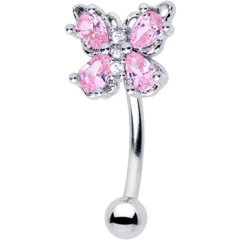 Women's Earrings – Elegant Designs for Every Personality--16 Gauge 5/16 Pink Gem Baroque Beauty Butterfly Curved Eyebrow Ring Women's Earrings – Elegant Designs for Every Personality--16 Gauge 5/16 Pink Gem Baroque Beauty Butterfly Curved Eyebrow Ring