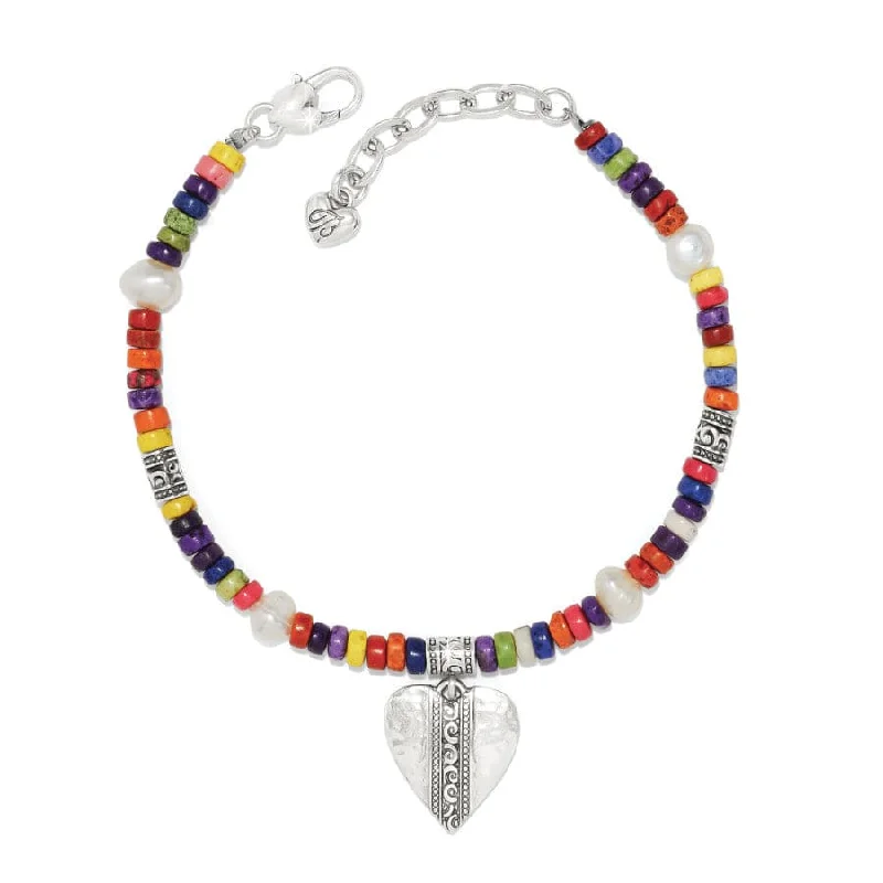Women's Elegant Bangles for Parties-Mingle Medley Beaded Heart Bracelet