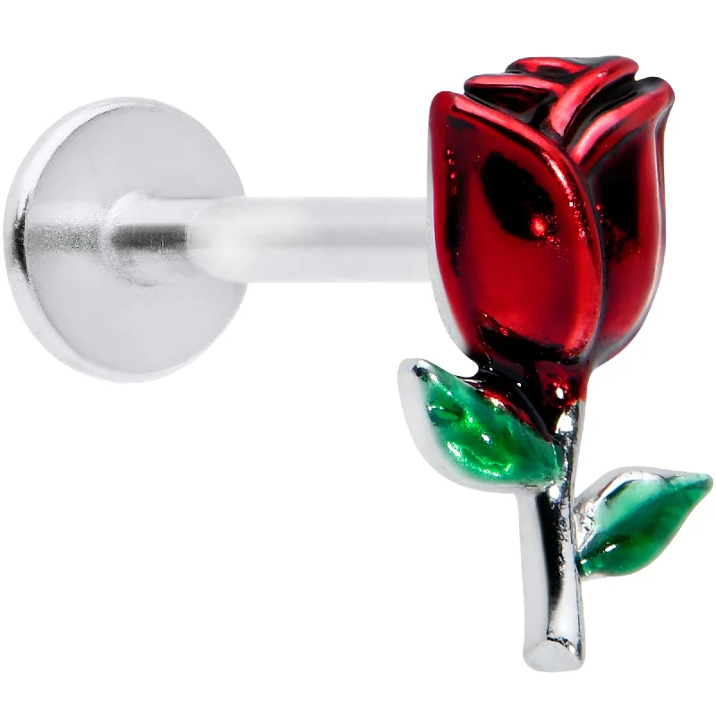 Stunning Designer Lip Rings16 Gauge 5/16 Rose Red Flower Valentines Day Labret Monroe Tragus