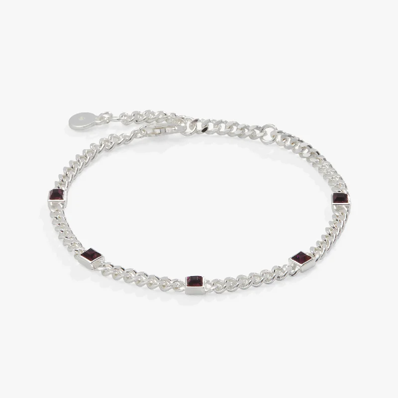 Personalized Bangles for Women-February Birthstone Amethyst Curb Chain Bracelet