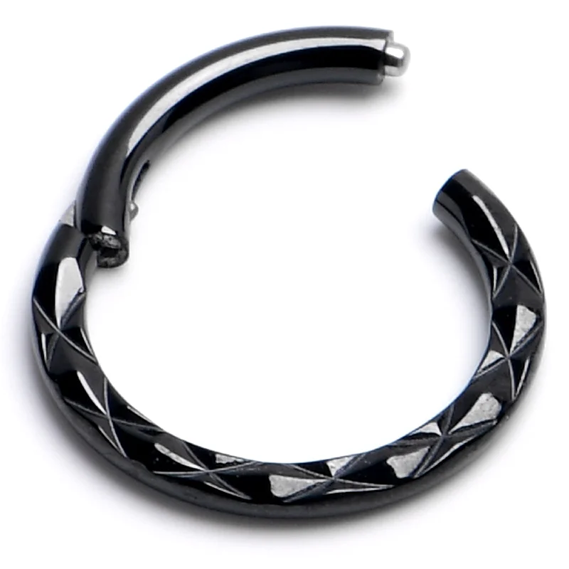 Nose Rings with Green Stones -16 Gauge 5/16 Black Ultra Modern Precision Hinge Segment Ring Nose Rings with Green Stones -16 Gauge 5/16 Black Ultra Modern Precision Hinge Segment Ring