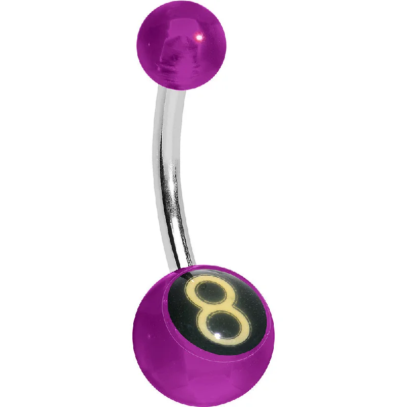 Comfortable Belly Rings for All-Day Comfort -Fuchsia Acrylic Behind the 8 Ball Belly Ring Comfortable Belly Rings for All-Day Comfort -Fuchsia Acrylic Behind the 8 Ball Belly Ring