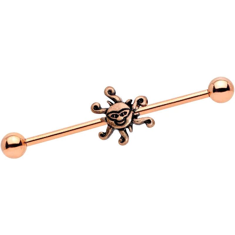 Women's Earrings – Elegant Designs for Every Personality--14 Gauge Rose Gold Tone Summer Sunshine Industrial Barbell 38mm Women's Earrings – Elegant Designs for Every Personality--14 Gauge Rose Gold Tone Summer Sunshine Industrial Barbell 38mm