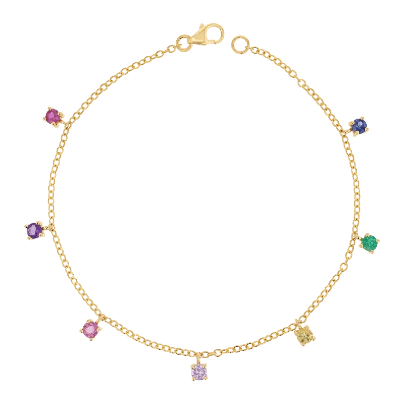 Bold Bracelets for Men-Rainbow Gemstone Drop Bracelet