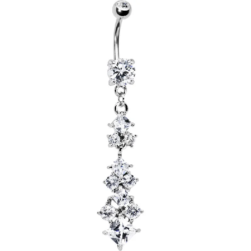 Belly Rings with Unique Gemstones for Stunning Effect -Crystalline Gem Diamond Shape Drop Belly Ring Belly Rings with Unique Gemstones for Stunning Effect -Crystalline Gem Diamond Shape Drop Belly Ring