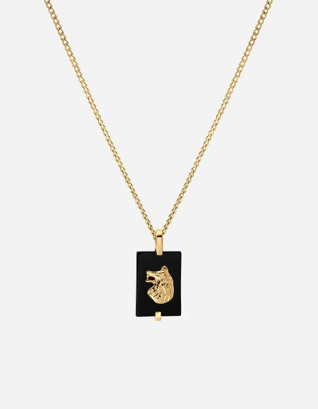 Exclusive Men's Necklaces & Pendants for the Modern Gentleman-Wolf Onyx Necklace, Gold Vermeil Exclusive Men's Necklaces & Pendants for the Modern Gentleman-Wolf Onyx Necklace, Gold Vermeil