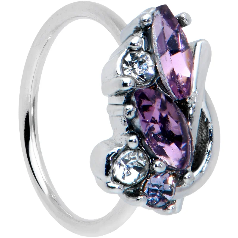 Custom Nose Rings for Personalized Looks -20 Gauge 5/16 Clear Purple Gem Abstract Elegance Nose Hoop Custom Nose Rings for Personalized Looks -20 Gauge 5/16 Clear Purple Gem Abstract Elegance Nose Hoop