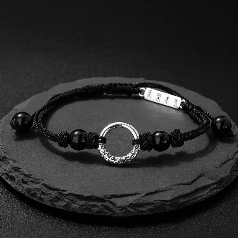 Bangles for Women with Handcrafted Details-Buddha Stones 925 Sterling Silver Black Onyx Peace Buckle Protection Bracelet Bangles for Women with Handcrafted Details-Buddha Stones 925 Sterling Silver Black Onyx Peace Buckle Protection Bracelet