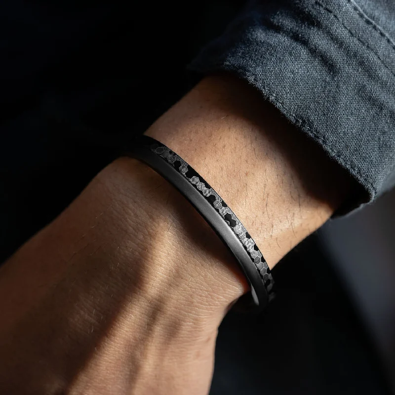 Men's Charm Bracelets-Hex Matrix Kada Bracelet