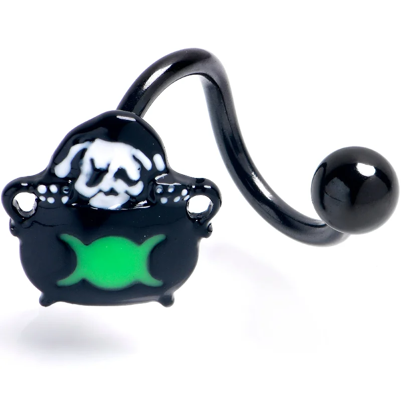 Stunning Belly Rings for Glamorous Fashion -Black Triple Moon Cauldron Halloween Spiral Belly Ring Stunning Belly Rings for Glamorous Fashion -Black Triple Moon Cauldron Halloween Spiral Belly Ring