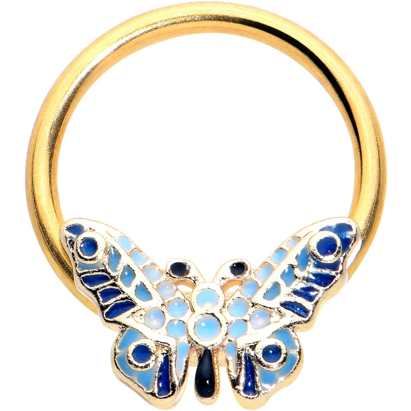 Women's Earrings – Elegant Designs for Every Personality--16 Gauge 3/8 Gold Tone Evening Butterfly BCR Captive Ring Women's Earrings – Elegant Designs for Every Personality--16 Gauge 3/8 Gold Tone Evening Butterfly BCR Captive Ring