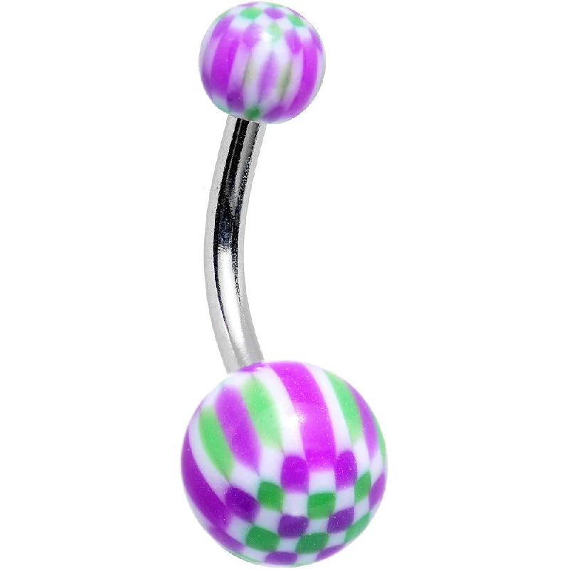 Comfortable Belly Rings with Bold Detailing -Purple Green White Acrylic Sweet Candy Belly Ring Comfortable Belly Rings with Bold Detailing -Purple Green White Acrylic Sweet Candy Belly Ring