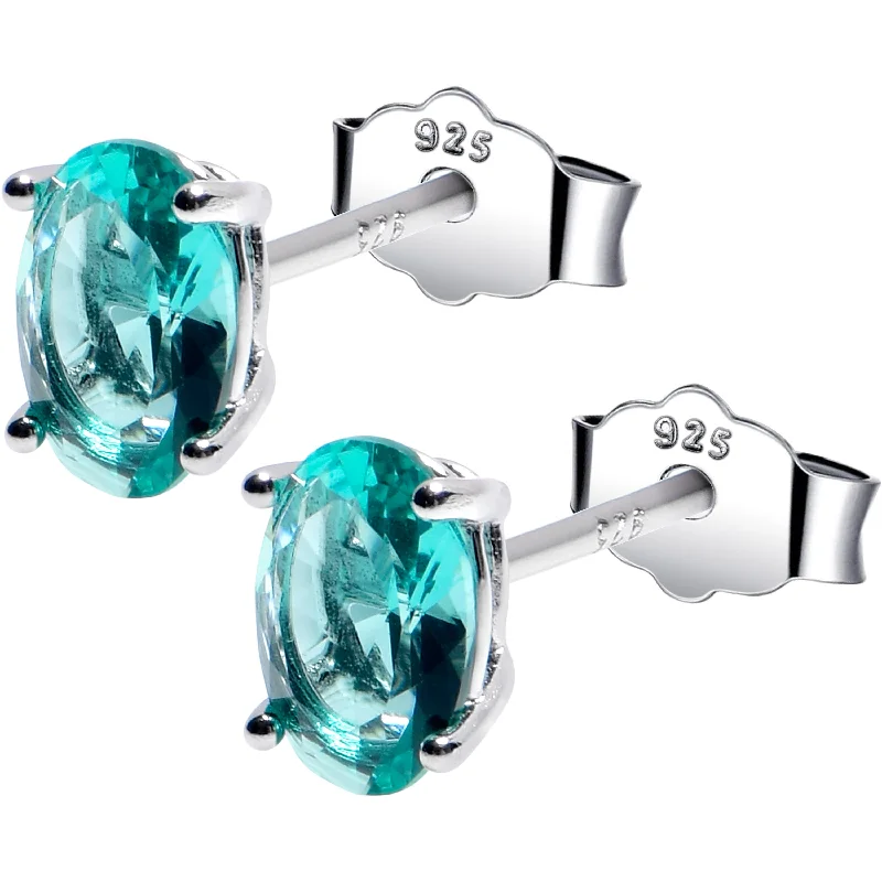 Women's Earrings – Elegant Designs for Every Personality--4mm CZ Oval 925 Sterling Silver December Birthstone Stud Earrings