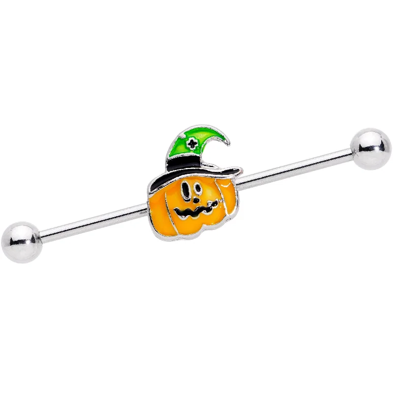Women's Earrings – Elegant Designs for Every Personality--14 Gauge Spider Jack O Lantern Straight Industrial Barbell 38mm Women's Earrings – Elegant Designs for Every Personality--14 Gauge Spider Jack O Lantern Straight Industrial Barbell 38mm