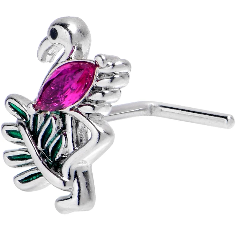 Nose Rings with Chic Detailing -20 Gauge 7mm Pink Gem Fabulous Flamingo L Shape Nose Ring Nose Rings with Chic Detailing -20 Gauge 7mm Pink Gem Fabulous Flamingo L Shape Nose Ring