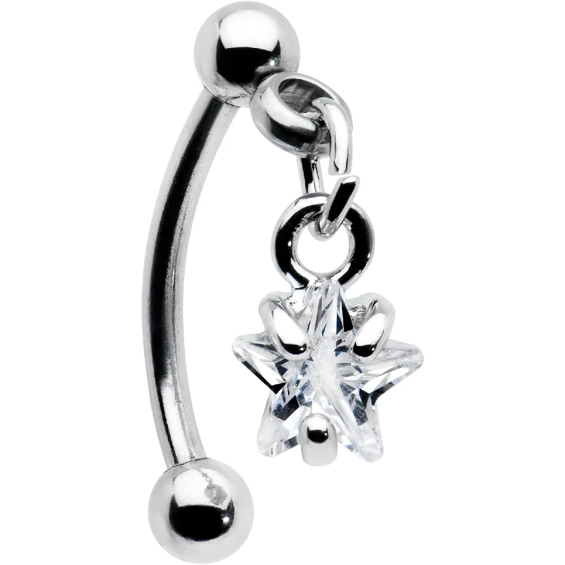 Women's Earrings – Elegant Designs for Every Personality--Top Down Clear Gem Dangle Star Eyebrow Ring