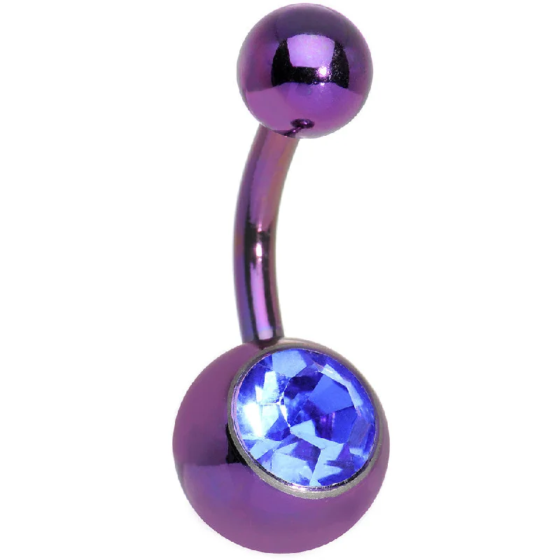 Trendy Belly Rings with Modern Features -Blue Gem Purple Anodized Titanium Belly Ring 8mm Trendy Belly Rings with Modern Features -Blue Gem Purple Anodized Titanium Belly Ring 8mm