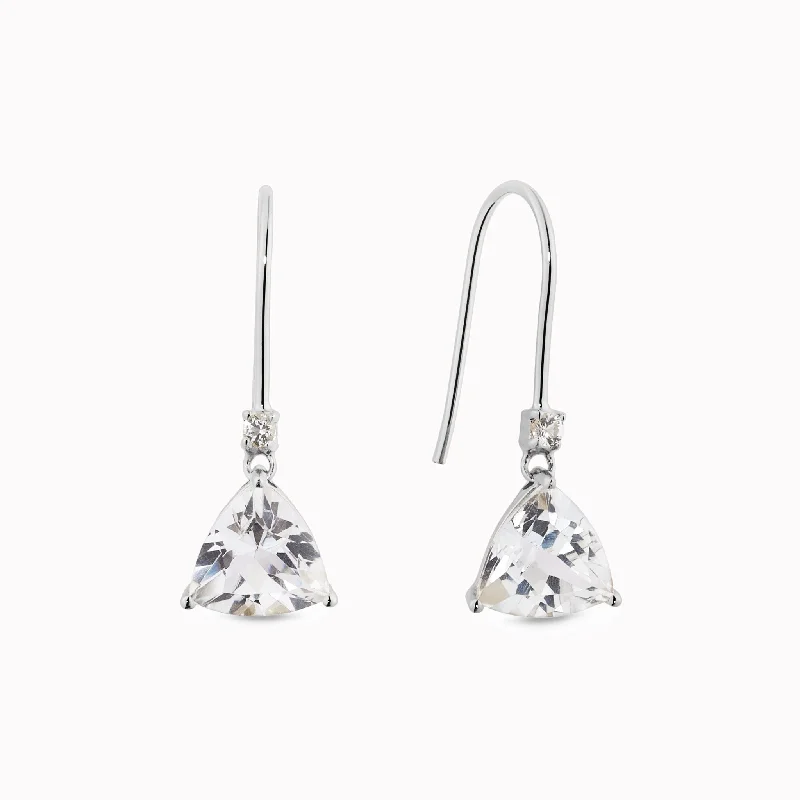 Women's Earrings – Elegant Designs for Every Personality--Trillion Cut Earrings White Topaz Silver - Tuva