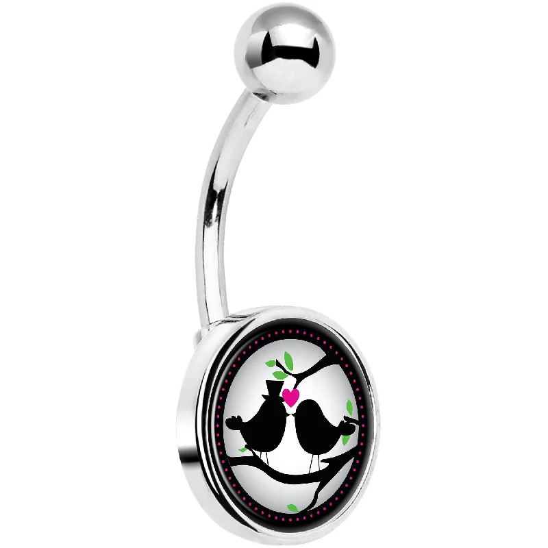 Designer Belly Rings for Stunning Style -Lovebirds Silhouette Belly Ring