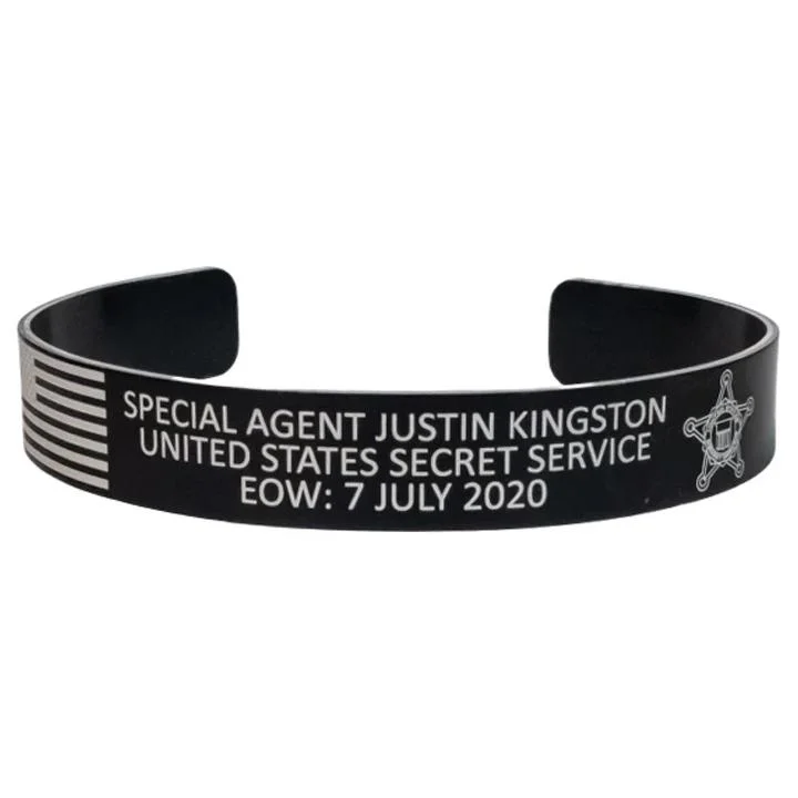 Men's Silver Bracelets with Bold Designs-Special Agent Justin Kingston Memorial Band - Hosted by the Kingston Family Men's Silver Bracelets with Bold Designs-Special Agent Justin Kingston Memorial Band - Hosted by the Kingston Family