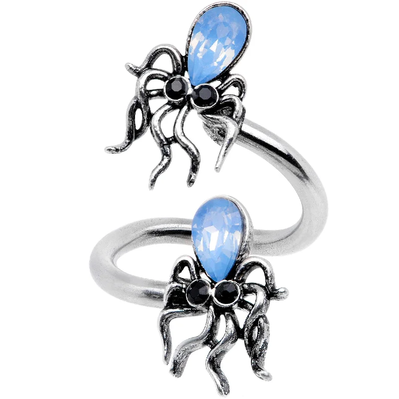 Belly Rings with Shiny Finishes for Unique Look -16 Gauge Blue Faux Opal Nautical Sea Squids Spiral Twister Belly Ring Belly Rings with Shiny Finishes for Unique Look -16 Gauge Blue Faux Opal Nautical Sea Squids Spiral Twister Belly Ring