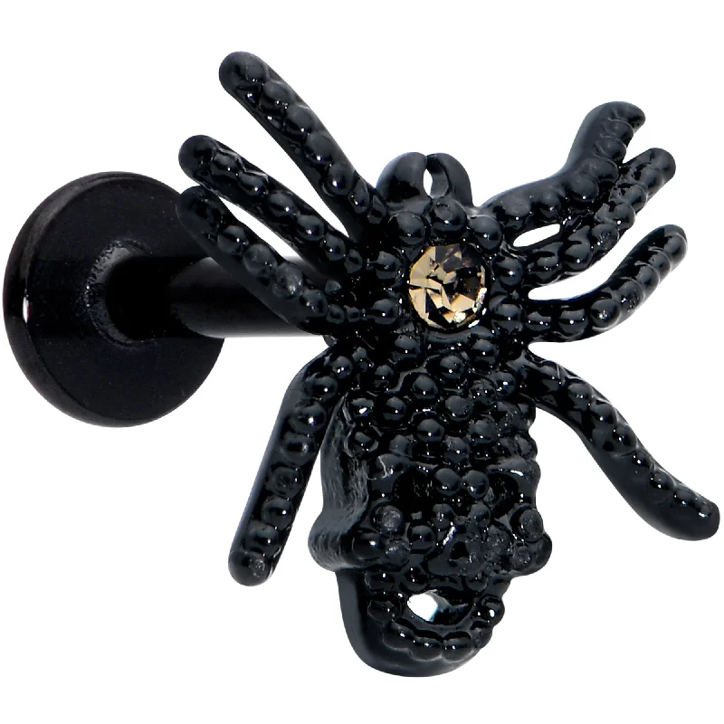 Designer Lip Rings for Exclusive Look16 Gauge 5/16 Yellow Gem Black Spider Halloween Labret Monroe Tragus