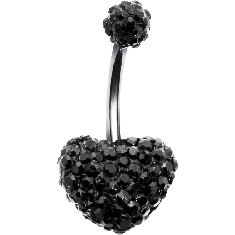 Trendy Belly Rings with Stylish Accents -Black Romance Heart Crystal Evolution Belly Ring Trendy Belly Rings with Stylish Accents -Black Romance Heart Crystal Evolution Belly Ring