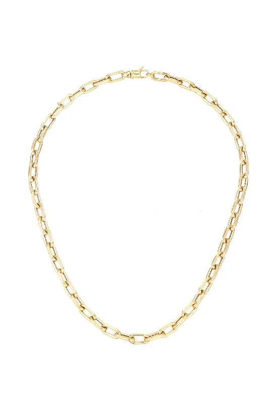 Shop Classic Women's Necklaces & Pendants with a Modern Twist-16" 5.3mm wide Italian Chain Link Necklace - 14K Yellow Gold Shop Classic Women's Necklaces & Pendants with a Modern Twist-16" 5.3mm wide Italian Chain Link Necklace - 14K Yellow Gold