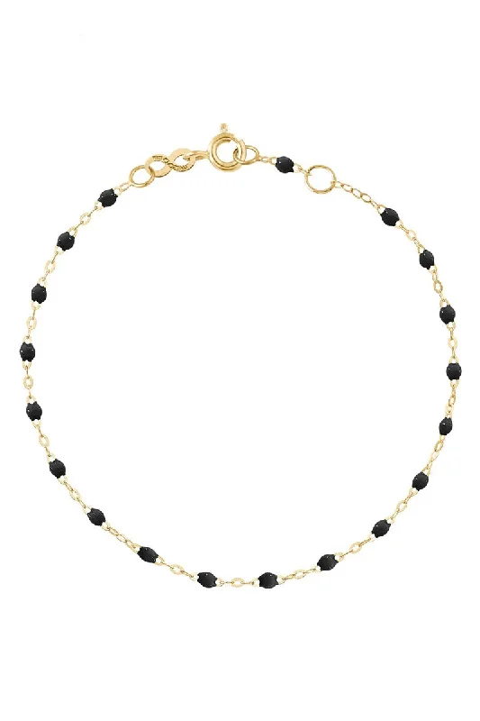 Bangles for Women with Stones-7.5" Classic Gigi Bracelet - Black + Yellow Gold