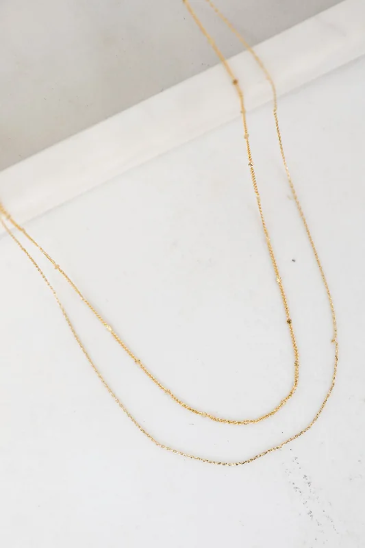 Shop Classic Women's Necklaces & Pendants with a Modern Twist-Abbie Gold Layered Chain Necklace Shop Classic Women's Necklaces & Pendants with a Modern Twist-Abbie Gold Layered Chain Necklace
