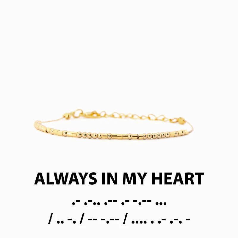 Personalized Wedding Bangles for Women-Always In My Heart - Morse Code Bracelet