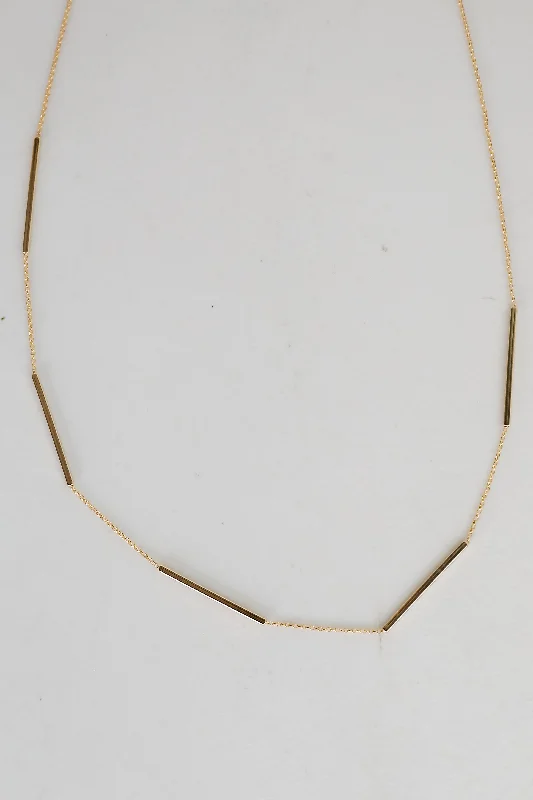 Shop Classic Women's Necklaces & Pendants with a Modern Twist-Andrea Gold Bar Chain Necklace Shop Classic Women's Necklaces & Pendants with a Modern Twist-Andrea Gold Bar Chain Necklace