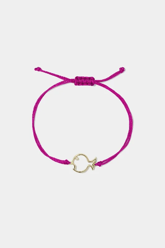 Elegant Bangles for Women-Bracelet Fil Poisson Bulle - Fuchsia Or Jaune