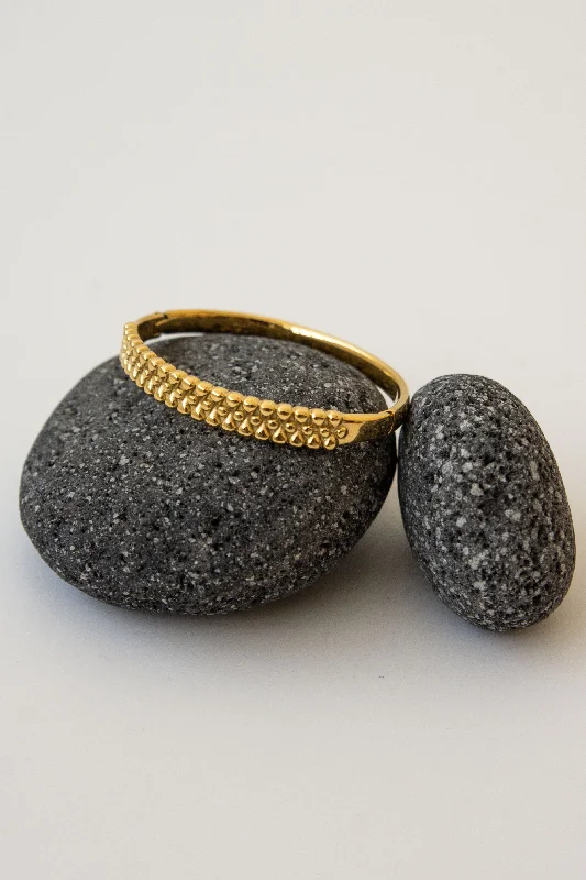 Women's Bangles with Silver Accents-GROOVY TEXTURE BRACELET