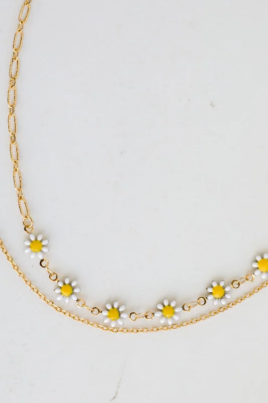 Shop Classic Women's Necklaces & Pendants with a Modern Twist-FINAL SALE - Bridget Gold Flower Charm Layered Necklace Shop Classic Women's Necklaces & Pendants with a Modern Twist-FINAL SALE - Bridget Gold Flower Charm Layered Necklace