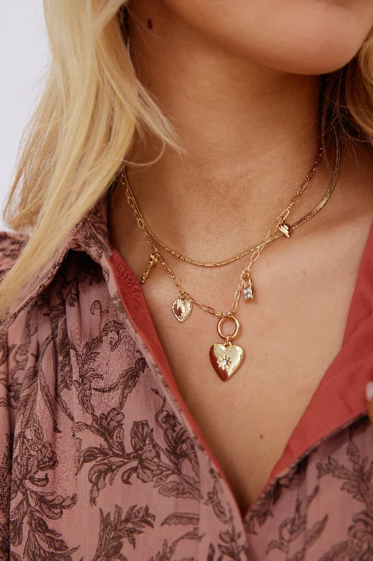 Shop Classic Women's  Necklaces & Pendants with a Modern Twist-Chester Layered Heart Charm and Pendant Choker